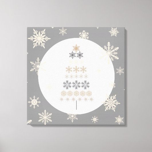 moderne  sneeuwvlok kerstboom canvas afdruk (Voorkant)