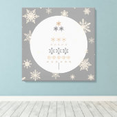 moderne  sneeuwvlok kerstboom canvas afdruk (Insitu (Houten vloer))