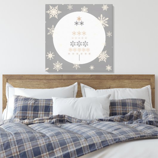 moderne  sneeuwvlok kerstboom canvas afdruk (Insitu (Slaapkamer))