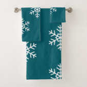 Moderne sneeuwvlok Marine blauwe achtergrond Bad Handdoek (Insitu)