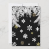 Moderne sneeuwvlok met zwarte winterkerstfeest kaart (Achterkant)