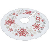 Moderne  sneeuwvlok |monogram imitatie linnen kerstboom rok (Gekanteld)