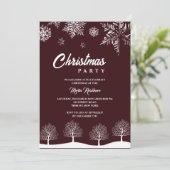 Moderne Sneeuwvlok Pine Navy Winter Kerstfeest Kaart (Staand voorkant)