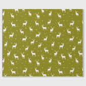 Moderne Sneeuwvlok Rendier Groene Vakantiepatroon Cadeaupapier (Vlak)