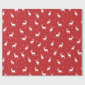 Moderne Sneeuwvlok Rendier Rood Vakantiepatroon Cadeaupapier (Vlak)