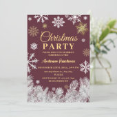 Moderne sneeuwvlok rode winterkerstfeest kaart (Staand voorkant)