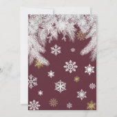 Moderne sneeuwvlok rode winterkerstfeest kaart (Achterkant)