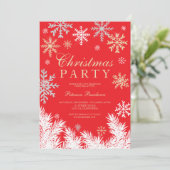 Moderne sneeuwvlok rode winterkerstfeest kaart (Staand voorkant)