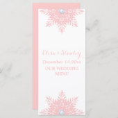 Moderne sneeuwvlok roze, witte bruiloft kaart (Voorkant / Achterkant)