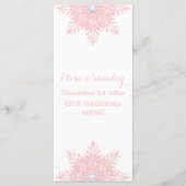 Moderne sneeuwvlok roze, witte bruiloft kaart (Voorkant)