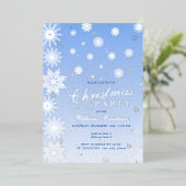 Moderne Sneeuwvlok Sneeuwblauw Winter Kerstfeest Folie Uitnodiging (Staand Voorkant)