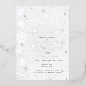 Moderne Sneeuwvlok Sneeuwwitje Winter Kerstfeest Folie Uitnodiging (Voorkant)