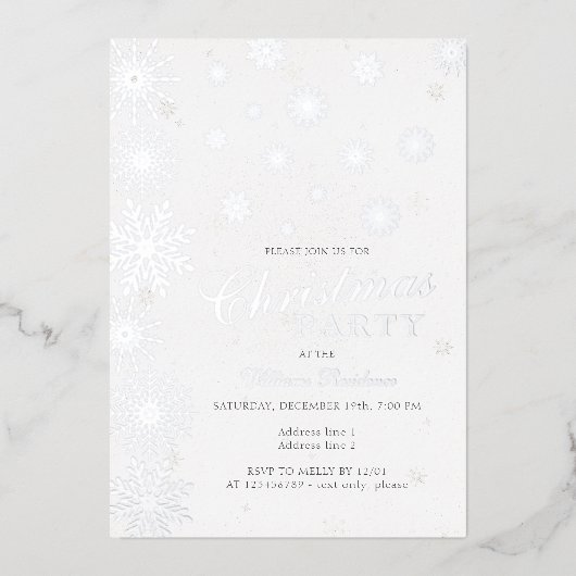 Moderne Sneeuwvlok Sneeuwwitje Winter Kerstfeest Folie Uitnodiging (Voorkant)