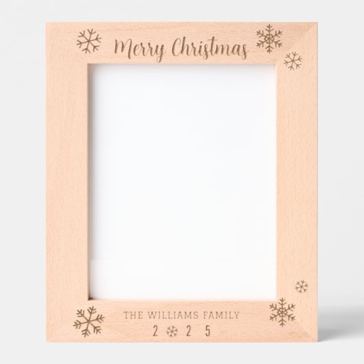 Moderne Sneeuwvlok Vrolijk Kerstfeest Familienaam  Gegraveerde Lijstjes (Voorkant)