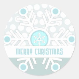 Moderne sneeuwvlok Vrolijk Kerstfeest Ronde Sticker