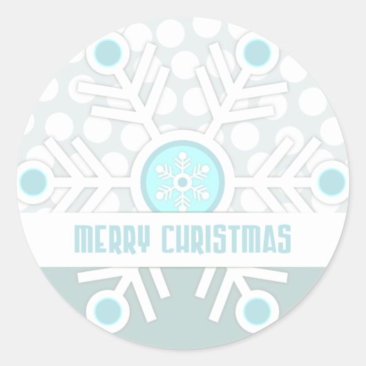 Moderne sneeuwvlok Vrolijk Kerstfeest Ronde Sticker (Voorkant)