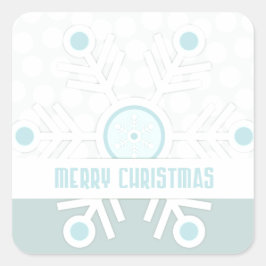 Moderne sneeuwvlok Vrolijk Kerstfeest Vierkante Sticker