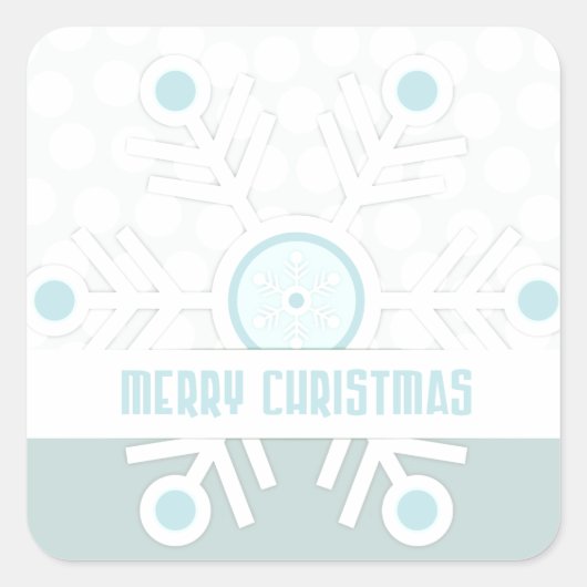Moderne sneeuwvlok Vrolijk Kerstfeest Vierkante Sticker (Voorkant)