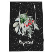 Moderne sneeuwvlok Waterverf laat vrolijke kerst a Medium Cadeauzakje (Achterkant)