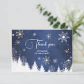 Moderne Sneeuwvlok Winter Marine en Goud Bedankkaart (Staand voorkant)