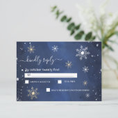 Moderne Sneeuwvlok Winter Marine en Goud RSVP Kaartje (Staand voorkant)