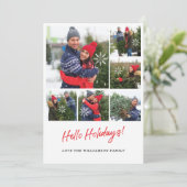 Moderne Sneeuwvlok Zes Foto Collage Raster Foto Feestdagenkaart (Staand voorkant)