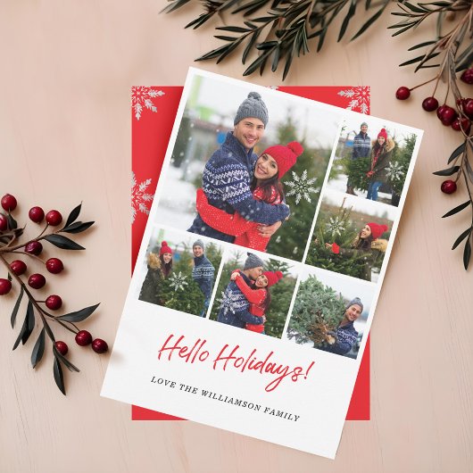 Moderne Sneeuwvlok Zes Foto Collage Raster Foto Feestdagenkaart