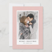 Moderne Sneeuwvlokken Blush Roze Foto Feestdagenkaart (Voorkant)