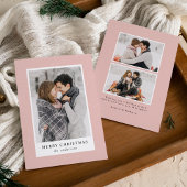 Moderne Sneeuwvlokken Blush Roze Foto Feestdagenkaart