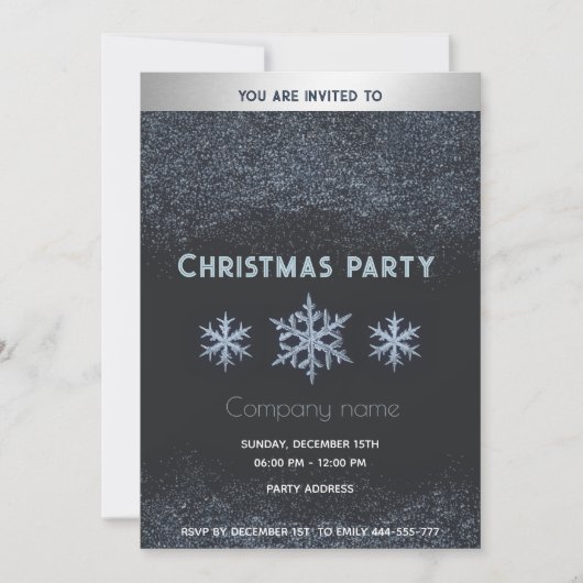 Moderne sneeuwvlokken corporate kerstfeest kaart (Voorkant)