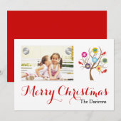 Moderne sneeuwvlokken en kardinalen voor kerst feestdagenkaart (Voorkant / Achterkant)