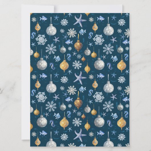 Moderne sneeuwvlokken en kustelementen Foto Feestdagenkaart (Achterkant)