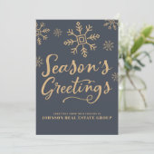 Moderne sneeuwvlokken | Groeten van het seizoen Feestdagenkaart (Staand voorkant)