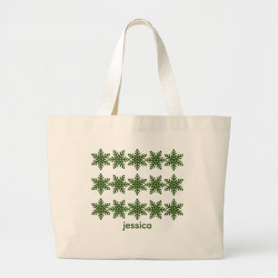Moderne sneeuwvlokken Kerstmis Grote Tote Bag