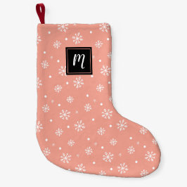Moderne Sneeuwvlokken Kerstpatroon Monogram Kleine Kerstsok