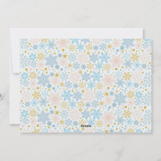 Moderne Sneeuwvlokken Prettige Feestdagen Kaart (Achterkant)