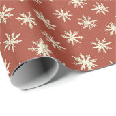 Moderne Sneeuwvlokken Rood Wit Patroon Kerstmis Cadeaupapier (Rol Hoek)