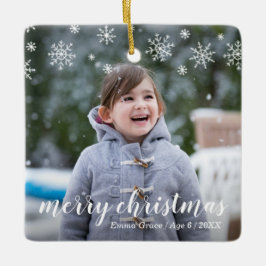 Moderne sneeuwvlokken Schattigee foto Elegante ker Keramisch Ornament