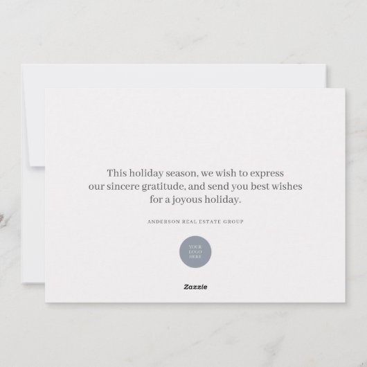 Moderne sneeuwvlokken sneeuw op blauwe feestelijke feestdagenkaart (Achterkant)