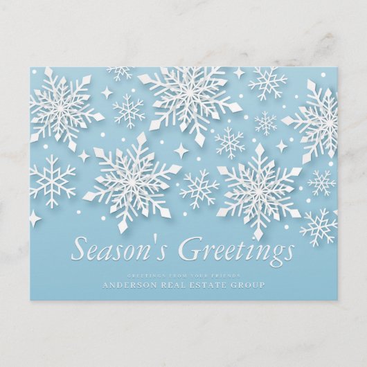 Moderne sneeuwvlokken sneeuw op de groeten van het briefkaart (Voorkant)