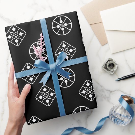 Moderne sneeuwvlokken uit het midden van de eeuw cadeaupapier (Geschenken)