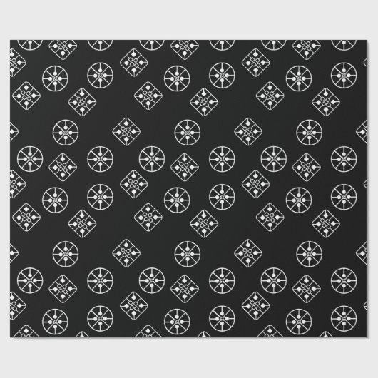 Moderne sneeuwvlokken uit het midden van de eeuw cadeaupapier (Vlak)