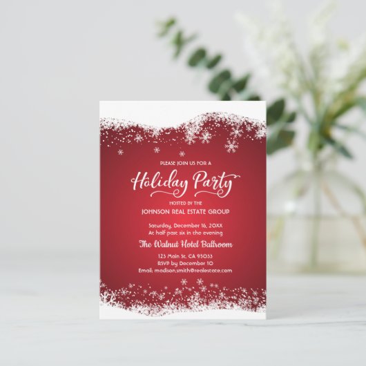 Moderne sneeuwvlokken | uitnodiging voor een feest (Staand voorkant)