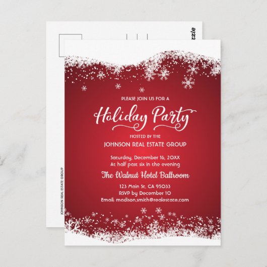 Moderne sneeuwvlokken | uitnodiging voor een feest (Voorkant / Achterkant)