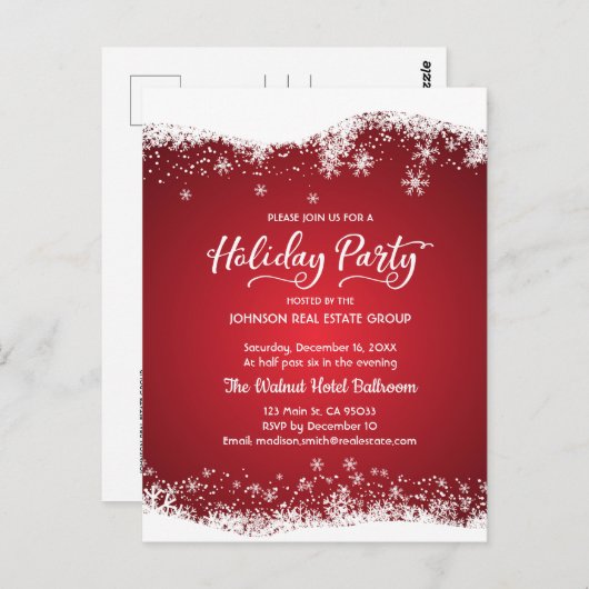 Moderne sneeuwvlokken | uitnodiging voor een feest (Voorkant / Achterkant)