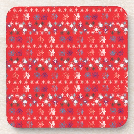 Moderne sneeuwvlokken van de Rode Kerstfeestdag Bier Onderzetter (Voorkant)