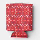 Moderne sneeuwvlokken van de Rode Kerstfeestdag Blikjeskoeler (Achterkant)