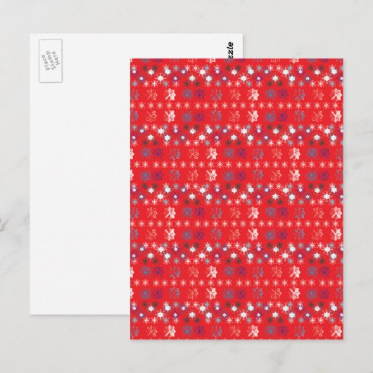Moderne sneeuwvlokken van de Rode Kerstfeestdag Briefkaart (Voorkant / Achterkant)