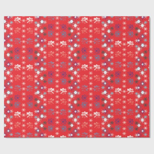 Moderne sneeuwvlokken van de Rode Kerstfeestdag Cadeaupapier (Vlak)