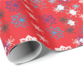 Moderne sneeuwvlokken van de Rode Kerstfeestdag Cadeaupapier (Rol Hoek)